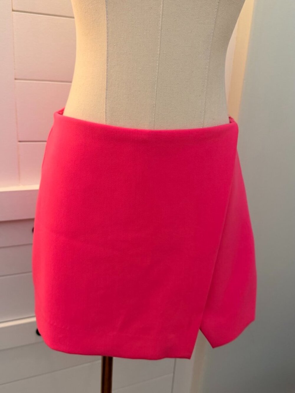 Zara Hot Pink Wrap Front Skort Mini Size Small
